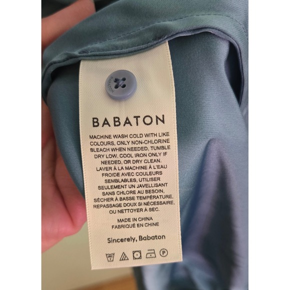 Babaton Lexington Dress Small Blue Long Sleeve Satin Shirt Dress Small NWT $ 139 - Picture 8 of 10